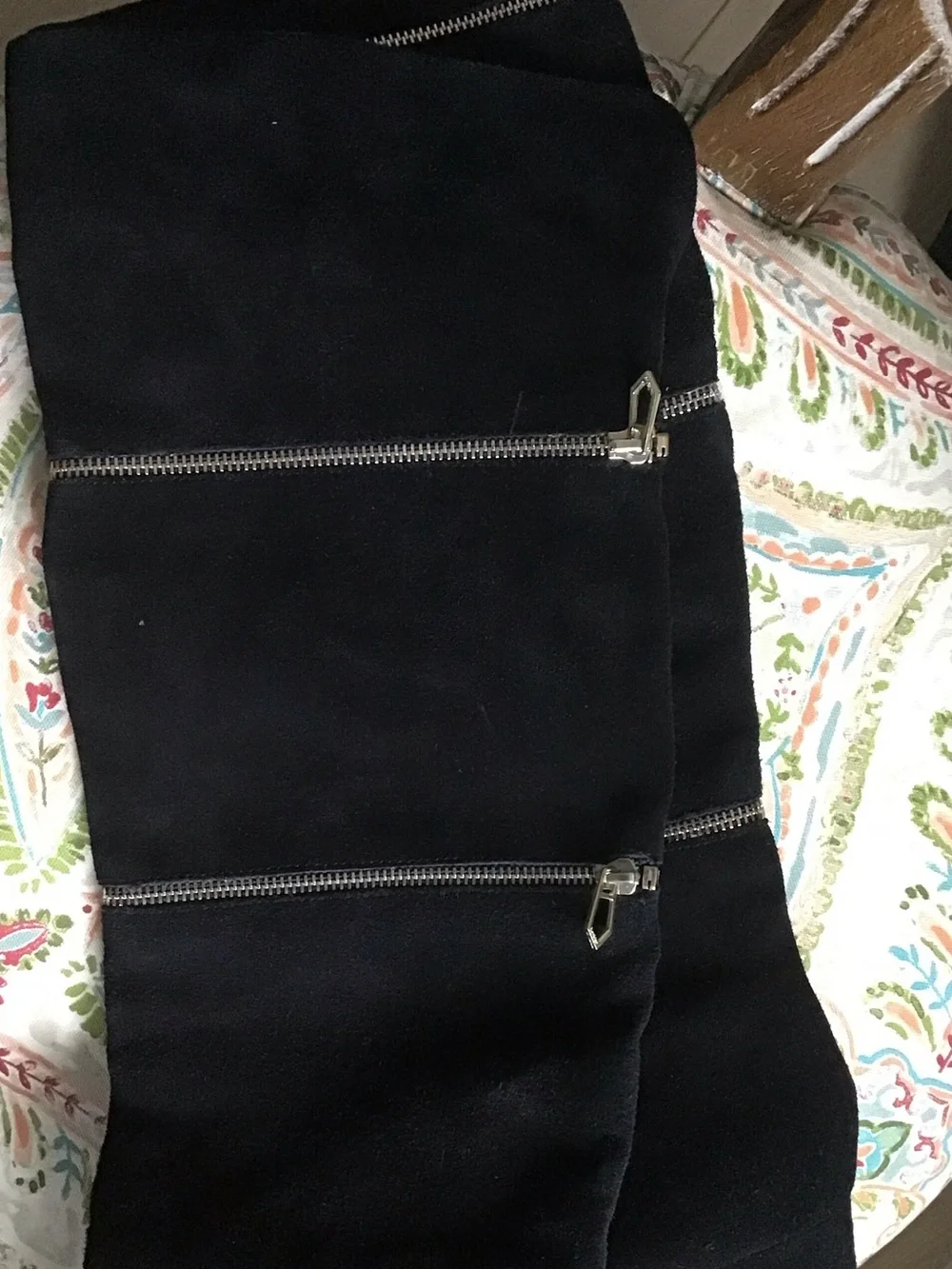 Botkier Black Suede Over-The-Knee Boots with Horizontal Zipper Detail